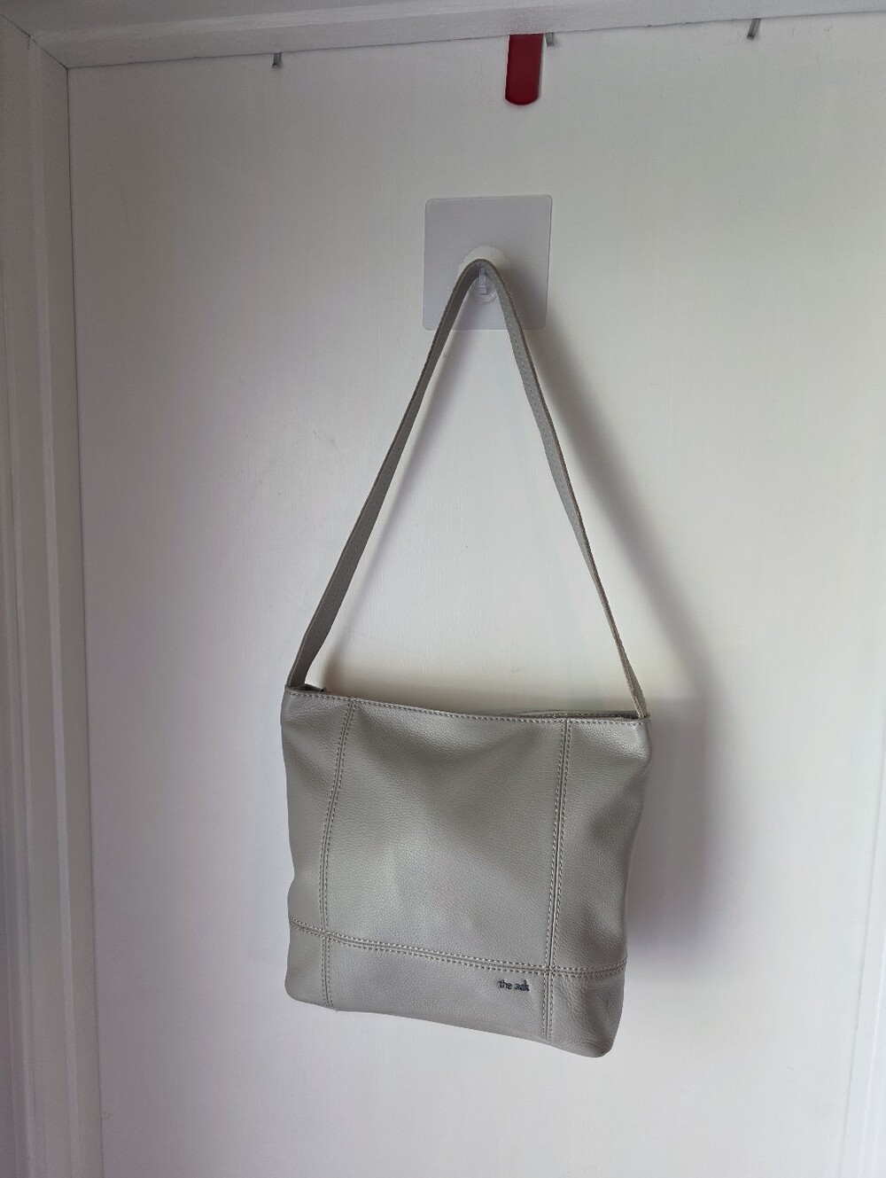 The Sak Light Gray Leather Shoulder Bag